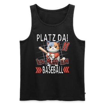 Platz Da! Ich Muss Zum Baseball Lustige Katze - Männer Premium Bio Tank Top - Schwarz - Vorne - Michal (187cm)
