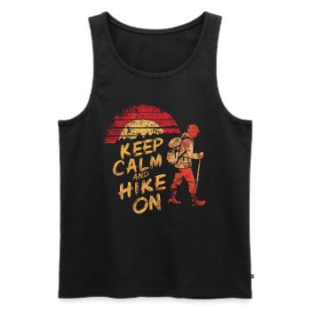 Keep Calm And Hike On Funny Hiking Design - Men's Premium Organic Tank Top - black - Front - AI Model Male 178 light (178cm)