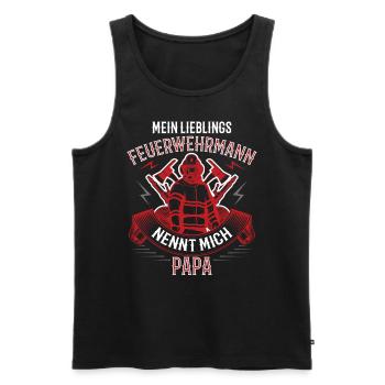 Feuerwehr Papa Feuerwehrmann Vintage - Männer Premium Bio Tank Top - Schwarz - Vorne - Michal (187cm)