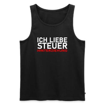 ICH LIEBE STEUERHINTERZIEHUNG - STEUERN SPAREN - Männer Premium Bio Tank Top - Schwarz - Vorne - Michal (187cm)
