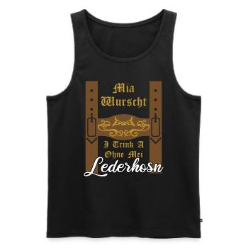 Lederhose lustiger Spruch Bayern Volksfest - Männer Premium Bio Tank Top - Schwarz - Vorne - Michal (187cm)