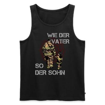 Feuerwehr Papa und Sohn Feuerwehrmann - Männer Premium Bio Tank Top - Schwarz - Vorne - Michal (187cm)