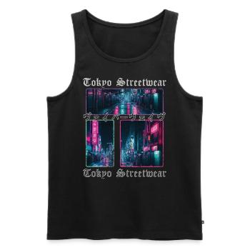 Vaporwave Aesthetics Japan Tokyo Streetwear - Men's Premium Organic Tank Top - black - Front - AI Model Male 178 light (178cm)