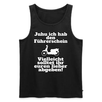 Ich habe den Mofaführerschein - Männer Premium Bio Tank Top - Schwarz - Vorne - AI Model Male 178 light (178cm)