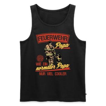 Feuerwehr Papa Feuerwehrmann - Männer Premium Bio Tank Top - Schwarz - Vorne - Michal (187cm)
