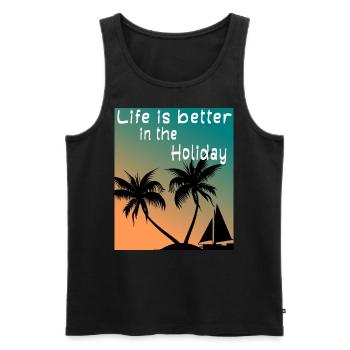 Life is better in the Holiday - Männer Premium Bio Tank Top - Schwarz - Vorne - Michal (187cm)