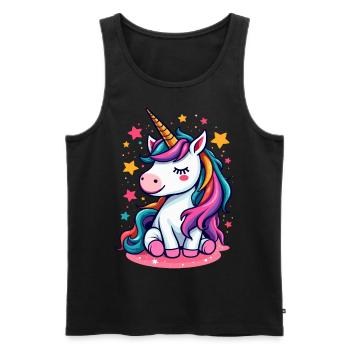 Sleeping Unicorn Surrounded by Stars - Men's Premium Organic Tank Top - black - Front - AI Model Male 178 light (178cm)