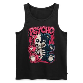 Psycho Teddybär - Totenkopf, Skull, Bär - Männer Premium Bio Tank Top - Schwarz - Vorne - Michal (187cm)