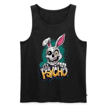 Psycho Hase - Totenkopf, Skull, Bunny - Männer Premium Bio Tank Top - Schwarz - Vorne - Michal (187cm)