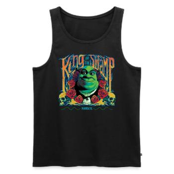 Shrek Design Roi Du Marais Avec Shrek Et Des Roses - Débardeur bio Premium Homme - noir - Devant - AI Model Male 178 light (178cm)