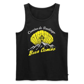 Jakobsweg buen camino Pilger Muschel - Männer Premium Bio Tank Top - Schwarz - Vorne - AI Model Male 178 light (178cm)