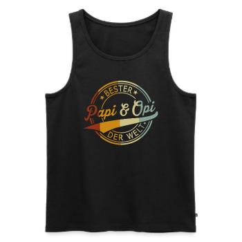 Bester Papi & Opi der Welt - Retro Look - Männer Premium Bio Tank Top - Schwarz - Vorne - Michal (187cm)