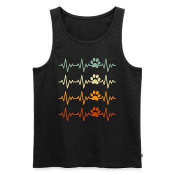 Heartbeat mit Pfoten, Tierliebe Design Paw Cat - Männer Premium Bio Tank Top - Schwarz - Vorne - Michal (187cm)