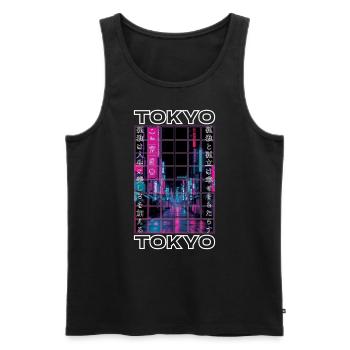Japan 80s Retro Tokyo Aesthetics Vaporwave - Men's Premium Organic Tank Top - black - Front - AI Model Male 178 light (178cm)