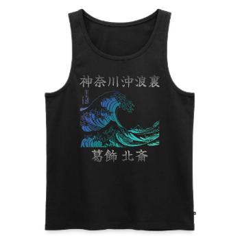 Japan Vintage Kanagawa 80s Aesthetic - Men's Premium Organic Tank Top - black - Front - AI Model Male 178 light (178cm)