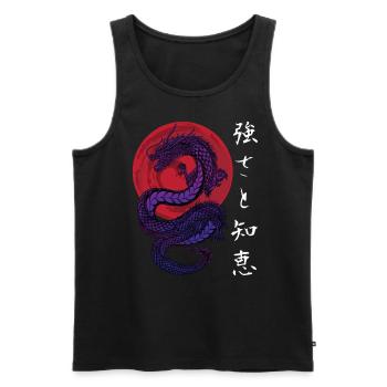Japan Japanese Dragon Vintage Anime - Men's Premium Organic Tank Top - black - Front - AI Model Male 178 light (178cm)