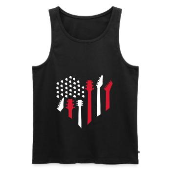 Guitar HeartAmerica USA Music Lovers 4 juillet - Débardeur bio Premium Homme - noir - Devant - Michal (187cm)