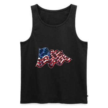 Vache motif USA drapeau ferme Animal cadeau vache - Débardeur bio Premium Homme - noir - Devant - Michal (187cm)