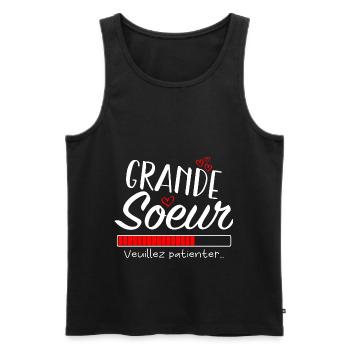 Grande Sœur Annonce Grossesse, Future Grande Sœur - Débardeur bio Premium Homme - noir - Devant - Michal (187cm)