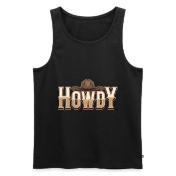 Cowboy Hut Texaner Howdy Geschenk Cowboy - Männer Premium Bio Tank Top - Schwarz - Vorne - Michal (187cm)