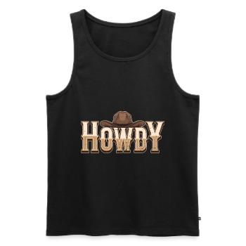 Texas Howdy Cowboy Hut Geschenk Texanisches Cowboy - Männer Premium Bio Tank Top - Schwarz - Vorne - Michal (187cm)