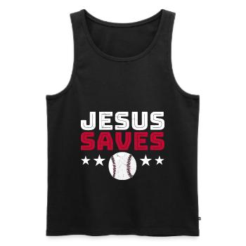 Jesus Baseball Humor Christian - Men's Premium Organic Tank Top - black - Front - Michal (187cm)