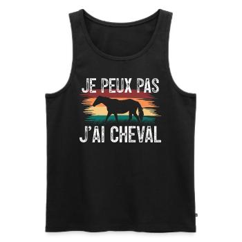 Je peux pas J'ai cheval. Cadeau chevalier. - Débardeur bio Premium Homme - noir - Devant - Michal (187cm)
