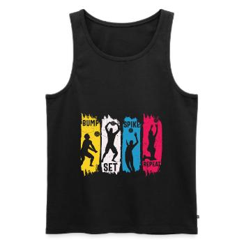 Bump set spike repeat cooler Volleyball Spruch - Männer Premium Bio Tank Top - Schwarz - Vorne - Michal (187cm)