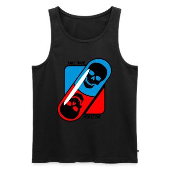 Nimm - deine - Medizin - Totenkopf - Männer Premium Bio Tank Top - Schwarz - Vorne - AI Model Male 178 light (178cm)