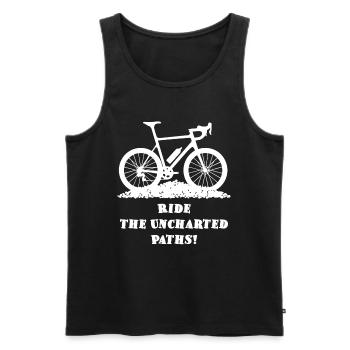 Unknown Paths – Gravel Bike - Men's Premium Organic Tank Top - black - Front - AI Model Male 178 light (178cm)