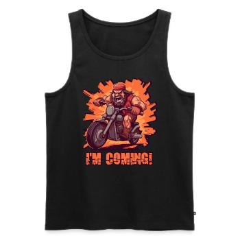 Un motard en colère arrive - Débardeur bio Premium Homme - noir - Devant - AI Model Male 178 light (178cm)