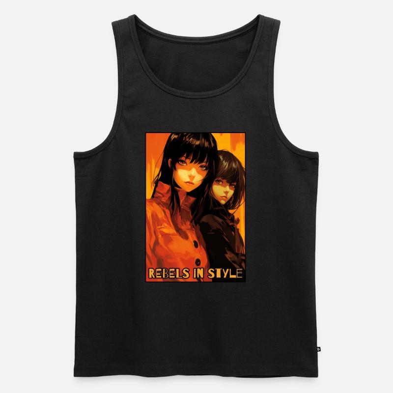 Rebellen mit Stil: Anime-Mädchen - Männer Premium Bio Tank Top - Schwarz