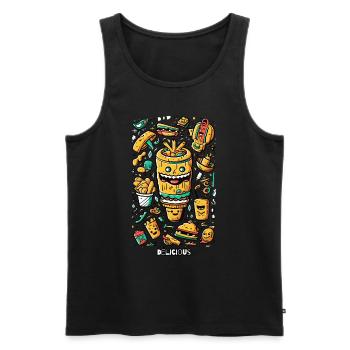 Delicious, fun fast food - Men's Premium Organic Tank Top - black - Front - Michal (187cm)