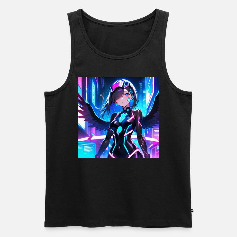 Cyber Engel Mädchen - Männer Premium Bio Tank Top - Schwarz