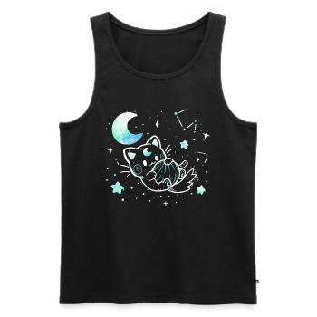 Katze in den Sternen - Männer Premium Bio Tank Top - Schwarz - Vorne - AI Model Male 178 light (178cm)