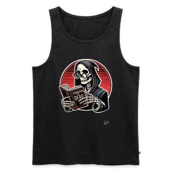 La chevalerie est morte – Grim Reaper avec un livre - Débardeur bio Premium Homme - noir - Devant - Michal (187cm)