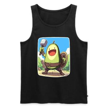 Lustige Krieger-Avocado - Männer Premium Bio Tank Top - Schwarz - Vorne - AI Model Male 178 light (178cm)
