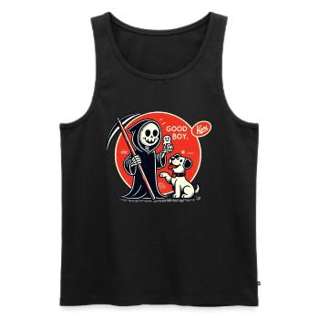 Sensenmann spielt mit Hund: Guter Junge - Männer Premium Bio Tank Top - Schwarz - Vorne - AI Model Male 178 light (178cm)