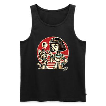 Egyptian queen reprimands the cat - Men's Premium Organic Tank Top - black - Front - AI Model Male 178 light (178cm)