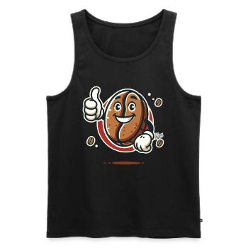 Thumbs up from a cheerful coffee bean - Men's Premium Organic Tank Top - black - Front - AI Model Male 178 light (178cm)