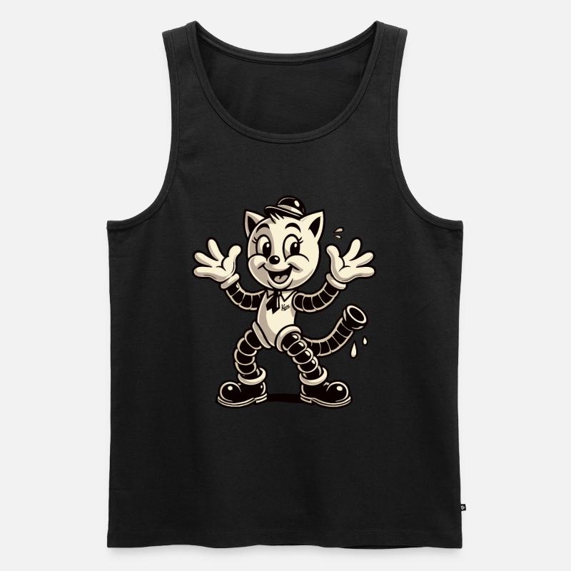 Retro Classic Rubberhose Cat - Männer Premium Bio Tank Top - Schwarz