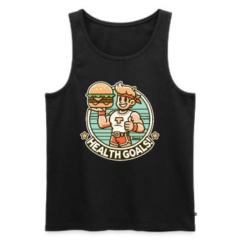 Gesundheit, gesunder Fitness Burger - Männer Premium Bio Tank Top - Schwarz - Vorne - Michal (187cm)