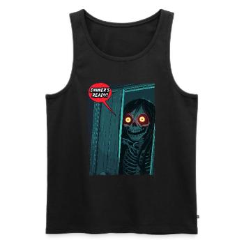 Une maman squelette d’horreur appelle : Le dîner est prêt ! - Débardeur bio Premium Homme - noir - Devant - Michal (187cm)