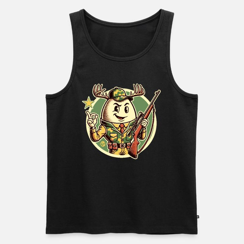 Jäger-Ei mit Hirschgeweih - Männer Premium Bio Tank Top - Schwarz