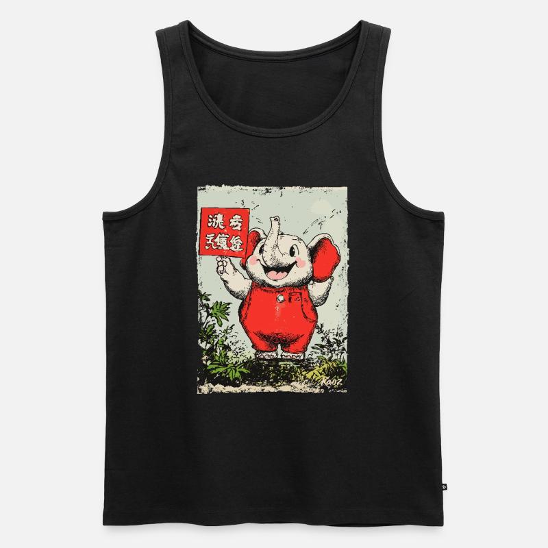 Fröhlicher kleiner Elefant - Männer Premium Bio Tank Top - Schwarz