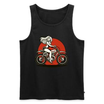 cool girl rides retro motocross motorcycle - Men's Premium Organic Tank Top - black - Front - Michal (187cm)