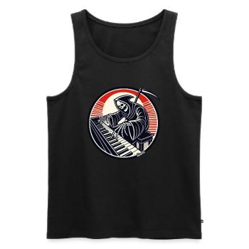 Funny skeleton at the piano - Men's Premium Organic Tank Top - black - Front - Michal (187cm)