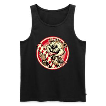 Funny animal in suit with candy cane - Men's Premium Organic Tank Top - black - Front - Michal (187cm)