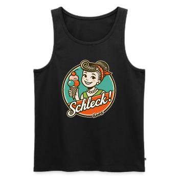 Schleck! Retro-Frau mit Eiscreme - Männer Premium Bio Tank Top - Schwarz - Vorne - AI Model Male 178 light (178cm)
