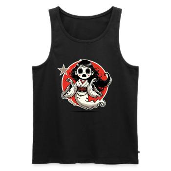 Funny Japanese Cartoon Ghost Geisha - Men's Premium Organic Tank Top - black - Front - AI Model Male 178 light (178cm)